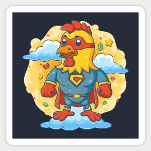 Rooster wearing superheroes costume Magnet